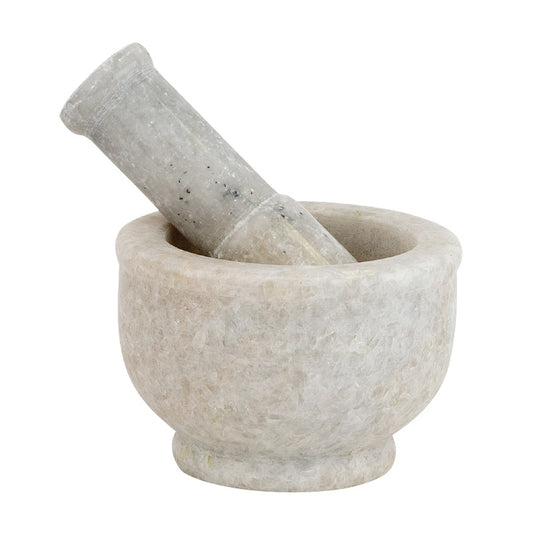 Large White Marble Mortar and Pestle 4"