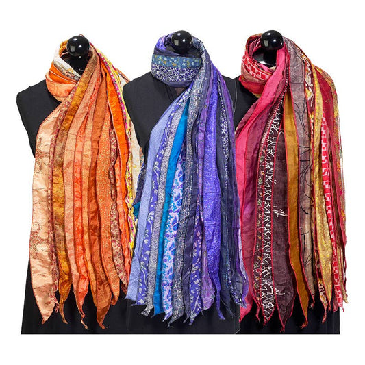 15 Panel Recycled Sari Scarves