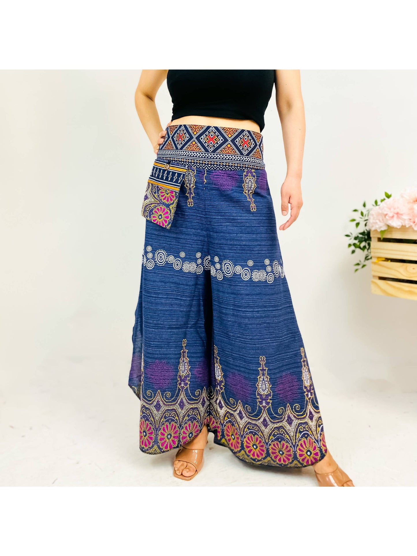 Cotton Wide Leg Palazzo Boho Pant