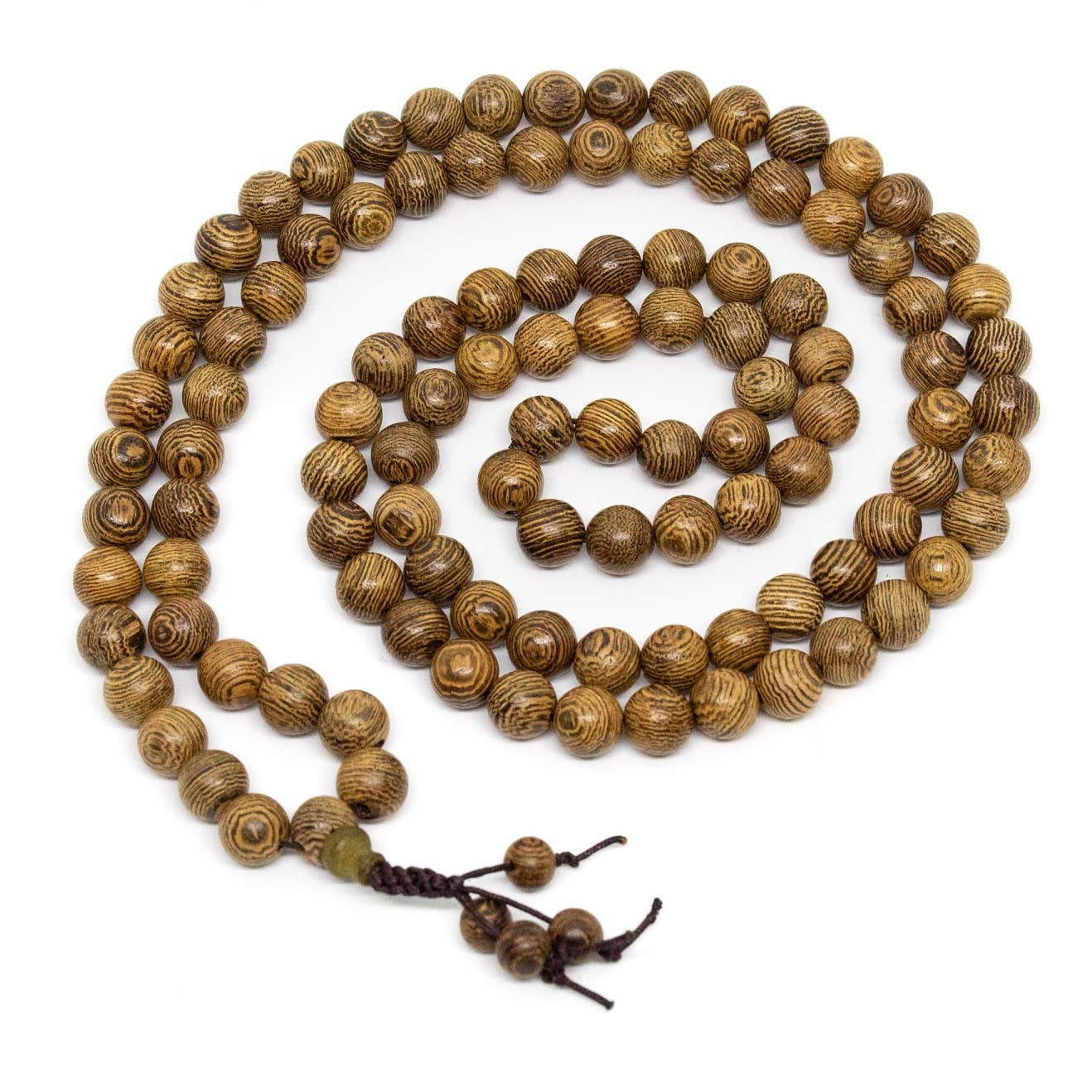 Phoenix Tail Wood Zen Stretchy 108 Bead Mala - Prayer Beads - 8mm