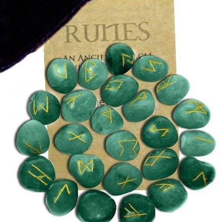Green Aventurine Gemstone Runes - Starlinks Gifts
