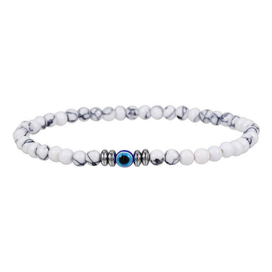 Howlite Gemstone with Evil Eye 4mm Bracelet