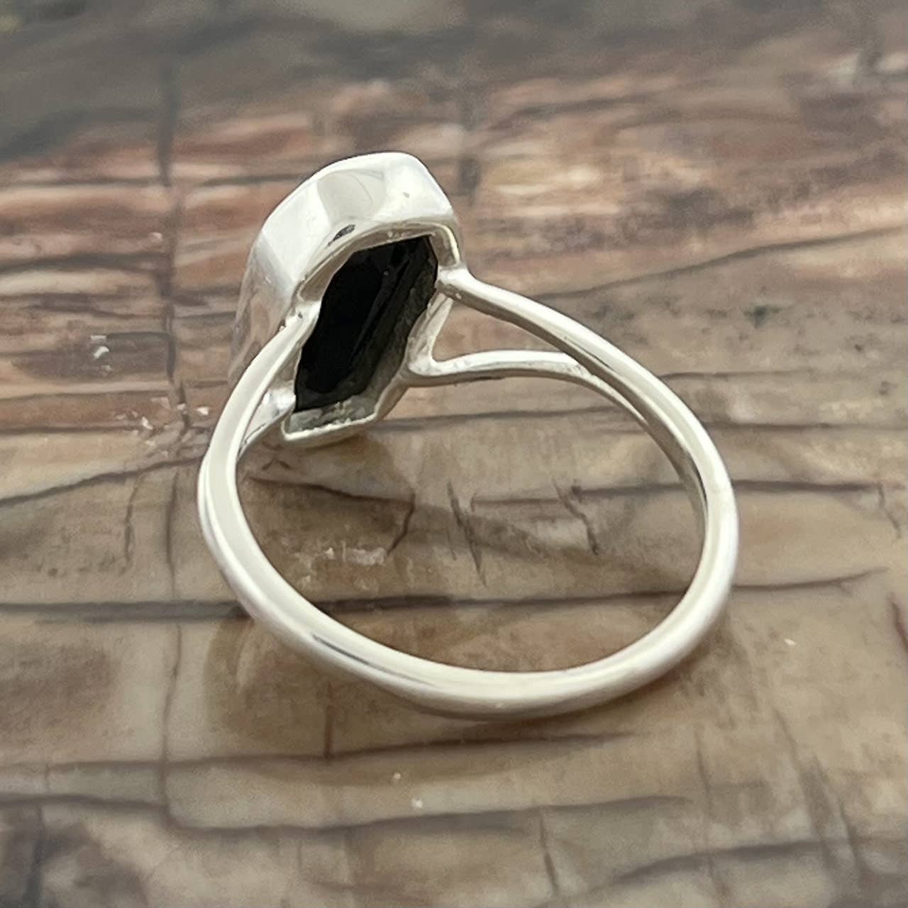 Black Onyx Coffin Ring Sterling Silver