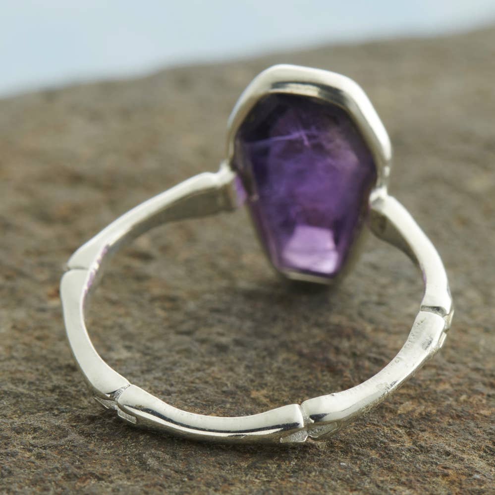 Amethyst Bone - Band Coffin Ring