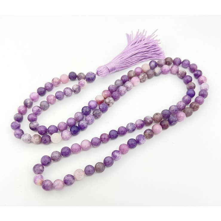 Lepidolite Zen 108 Bead Mala - Prayer Beads - 8mm