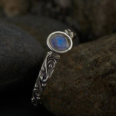 Moonstone Stackable Celtic Ring