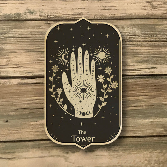 Handcrafted Tower Tarot Card Wood Magnet