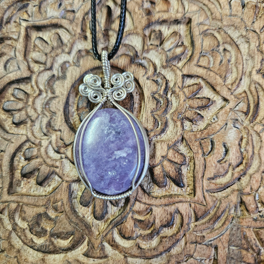 Sterling Silver Wire Wrap Lepodolite - Benefits Save the Strays Schuylkill