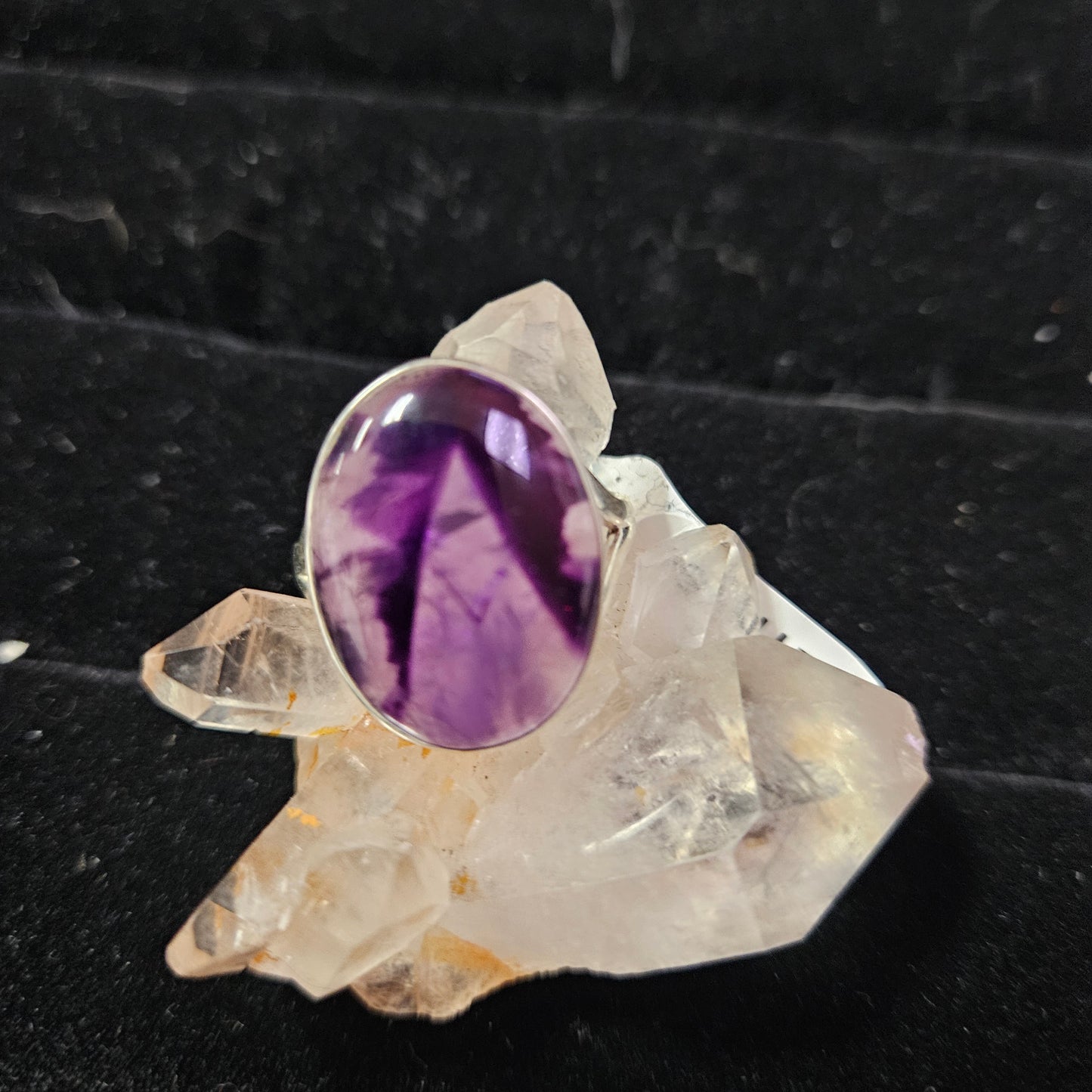 Sterling Star Amethyst Boho Ring - Size 9