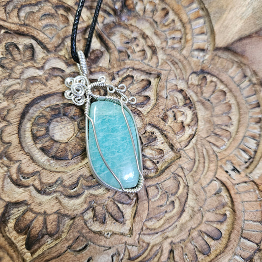 Sterling Silver Wire Wrap Amazonite Free Form - Benefits Save the Strays Schuylkill