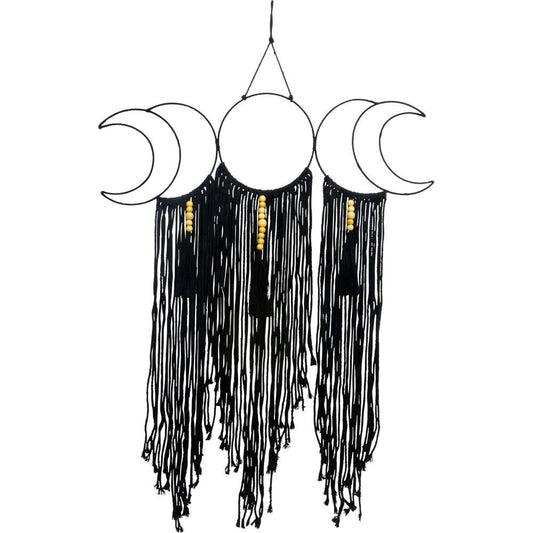 Wall Hanging w/ Fringe - Moon Phases Black