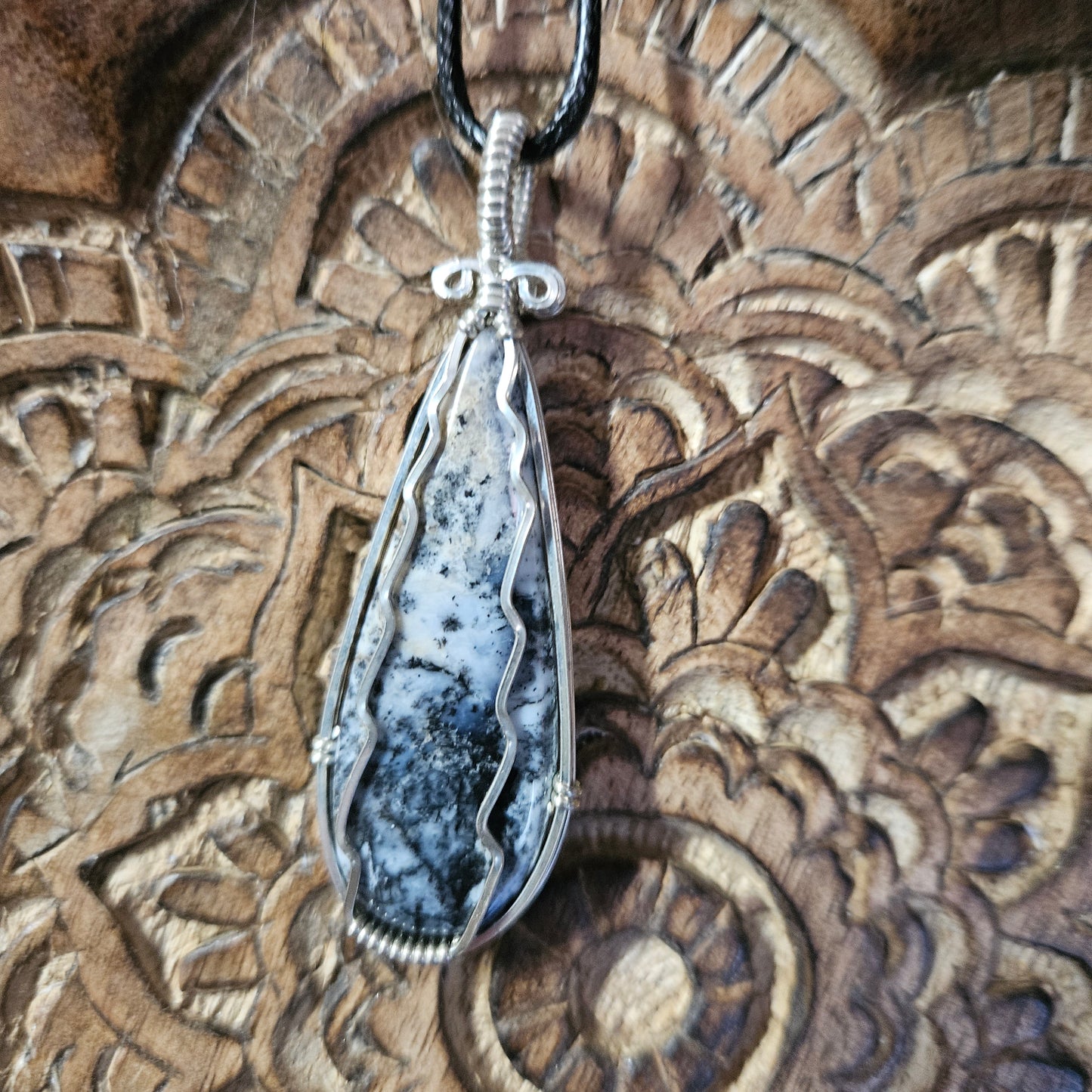 Sterling Silver Wire Wrap Dendritic Opal Tear - Benefits Save the Strays Schuylkill