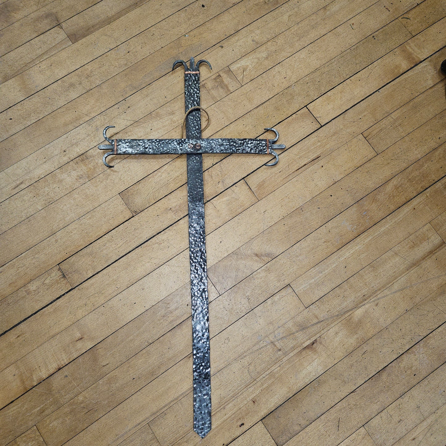 Hand Forged Iron Cross Wall Art 31" by 15"