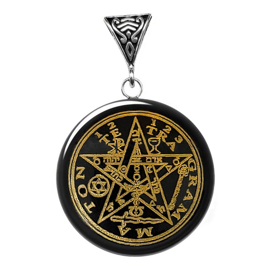 Tetragrammaton Pendant On Round Obsidian Symbology