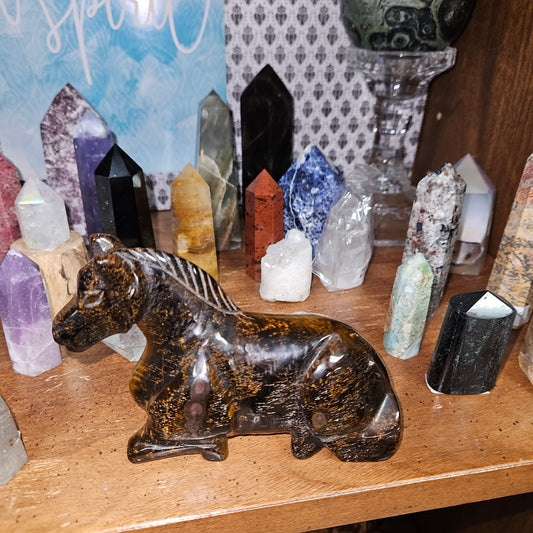 Tiger Eye Carved Horse