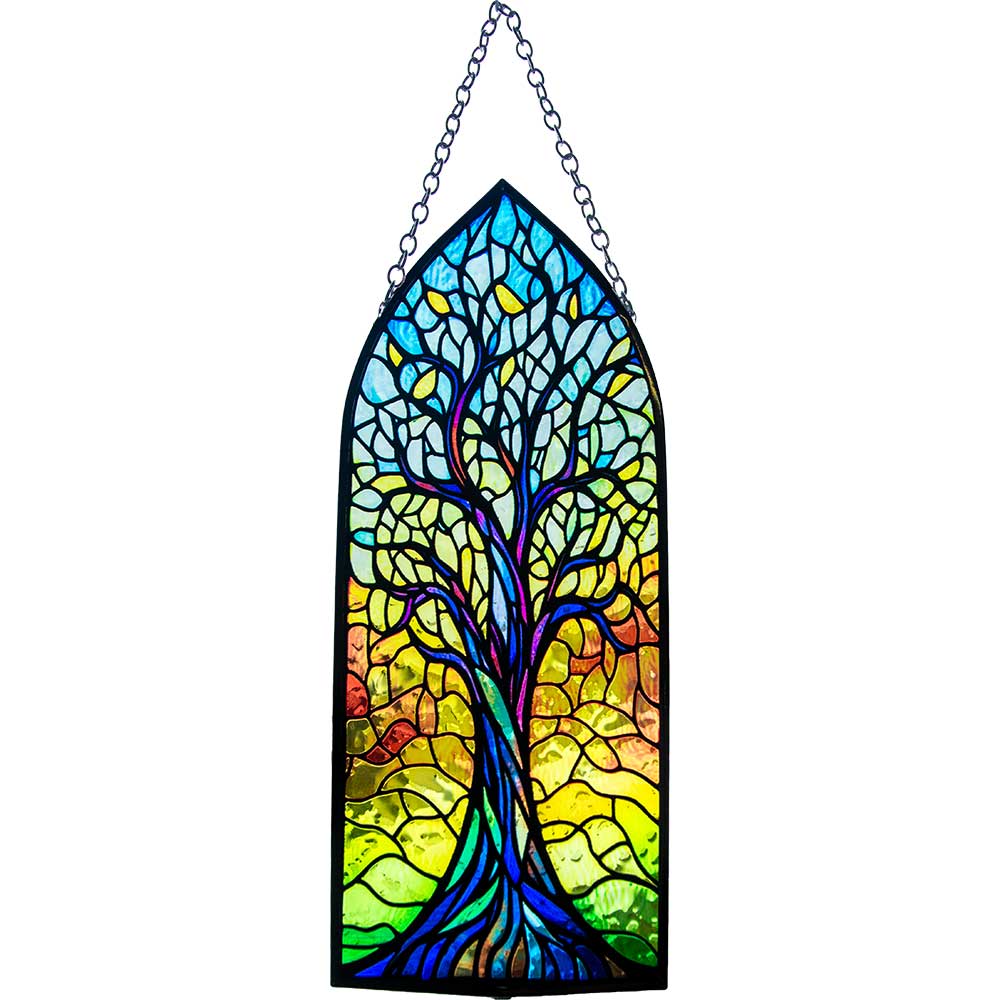 Glass Suncatcher 8in Cathedral - Tree of Life