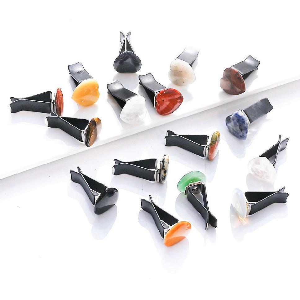 Crystal / Gemstone Heart Shaped Car Vent Clips 3/4" - Various