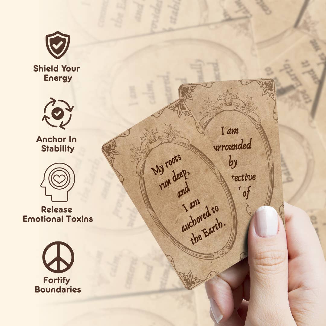Affirmations Card Deck - Protection & Grounding, 5.5" X 3.5"