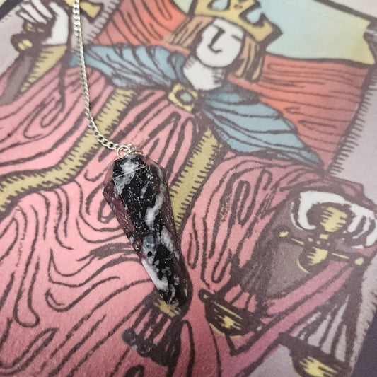 Six Sided Gemstone Pendulums - Black & White Jasper