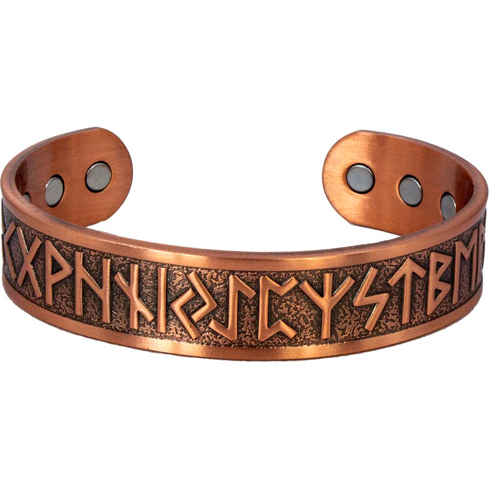 Magnetic Copper Bracelet - Runes - Antique Copper