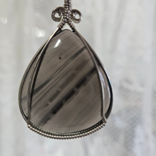 Sterling Silver Wire Wrap Midnight Obsidian - Benefits Save the Strays Schuylkill