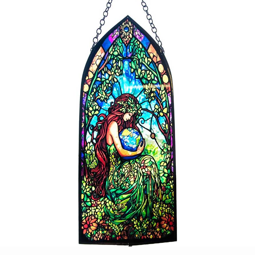 Glass Suncatcher 8in Cathedral - Earth Goddess