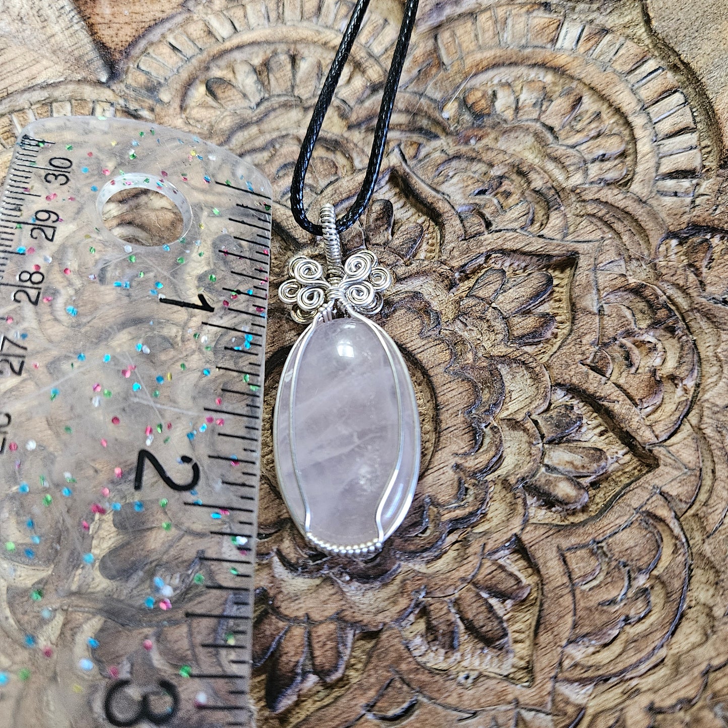 Sterling Silver Wire Wrap Rose Quartz Oval - Benefits Save the Strays Schuylkill
