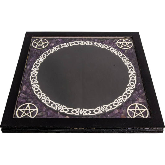 Glass Scrying Mirrors Pentacles w/ Amethyst