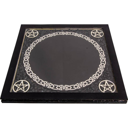Glass Scrying Mirrors Pentacles w/ Black Tourmaline