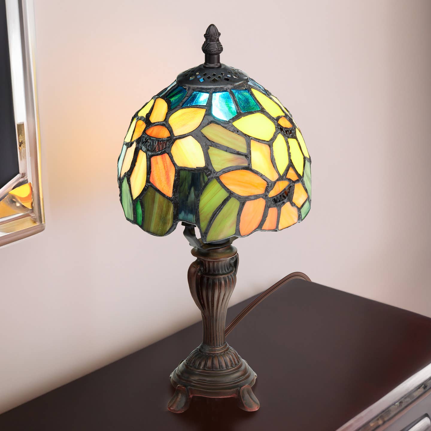 Sunflower Blossoms Tiffany Candlestick Accent Lamp 12"