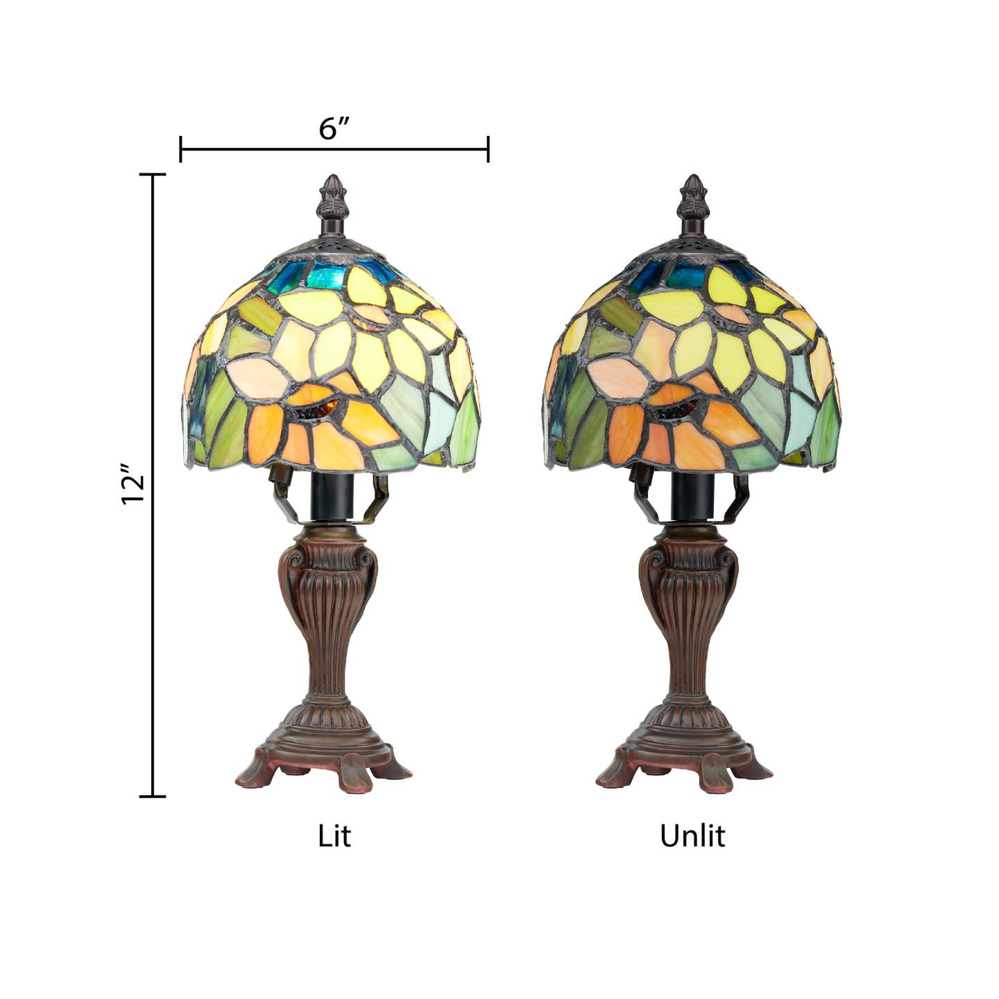 Sunflower Blossoms Tiffany Candlestick Accent Lamp 12"
