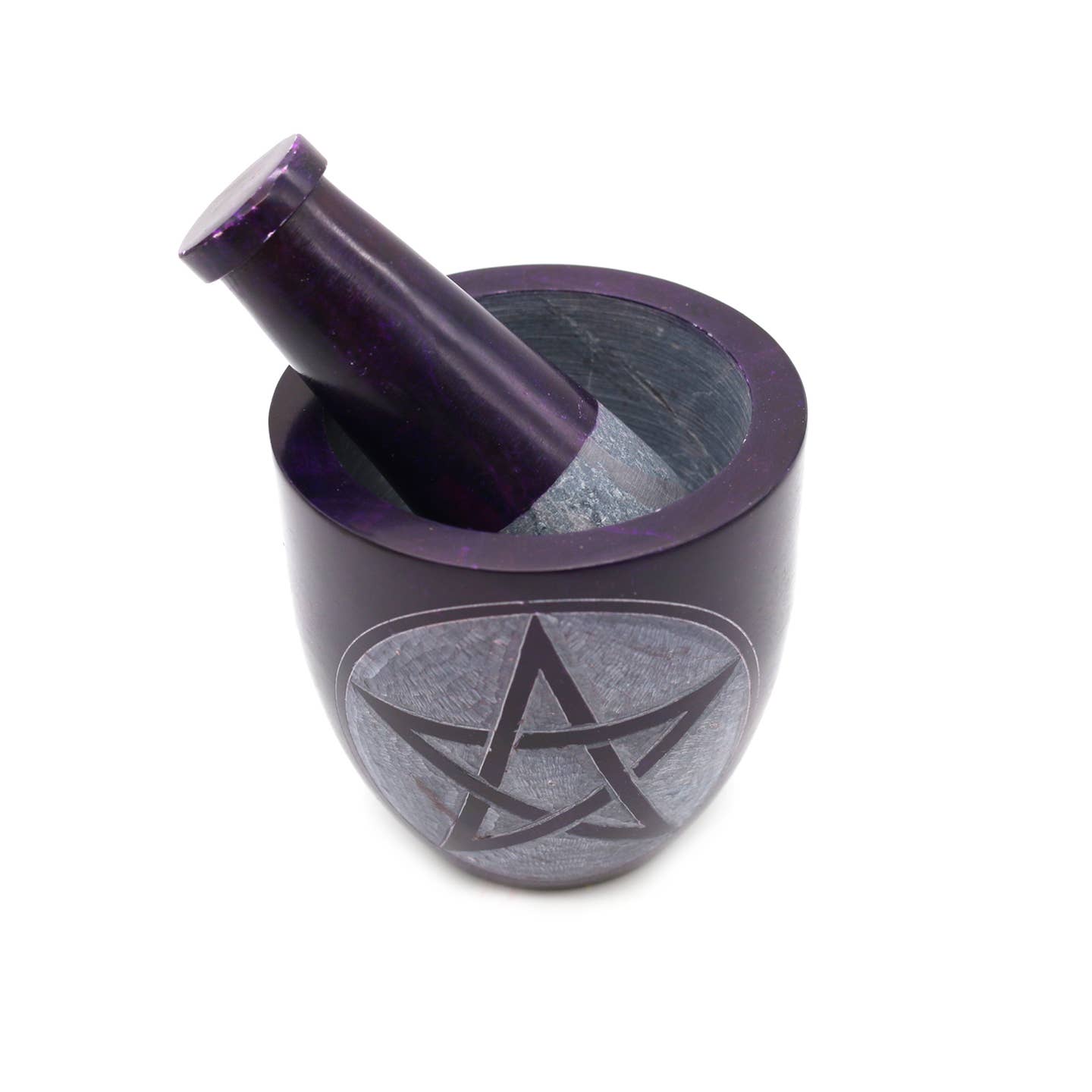 Soapstone Mortar & Pestle - Purple Pentacle