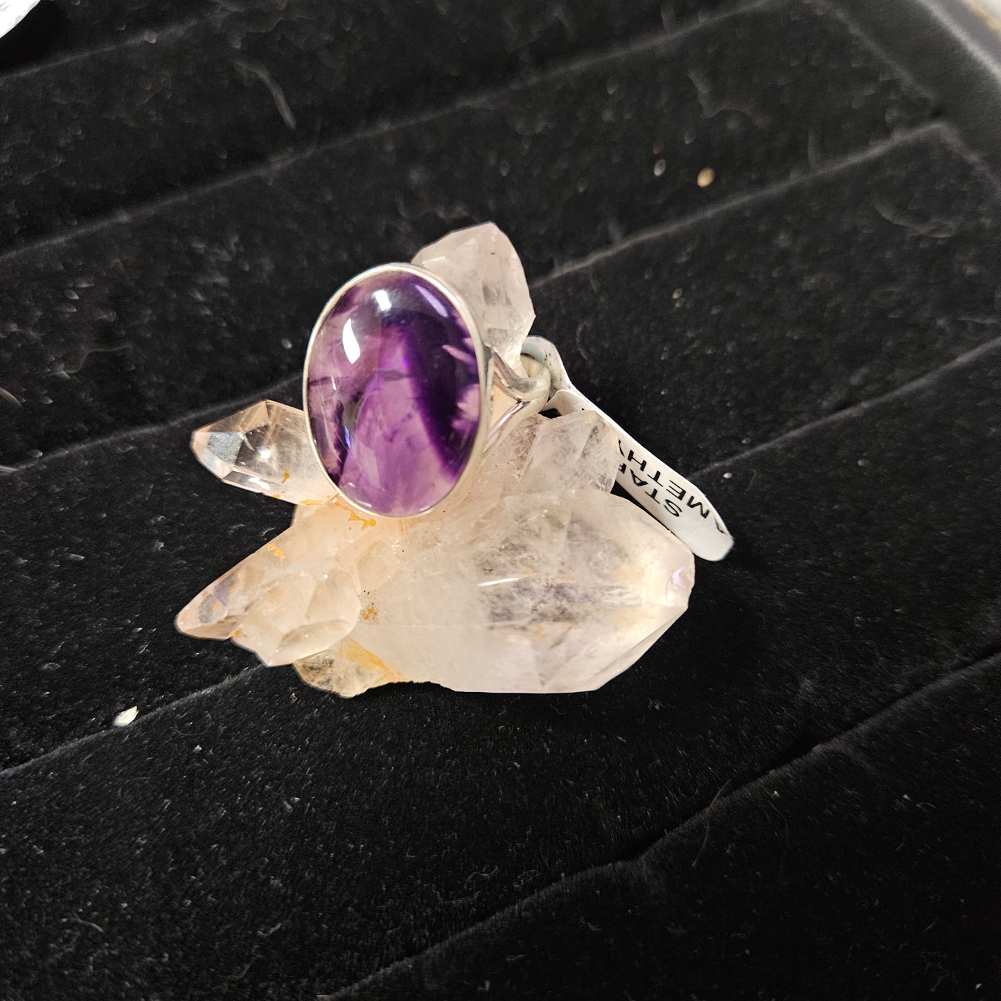 Sterling Star Amethyst Boho Ring - Size 9