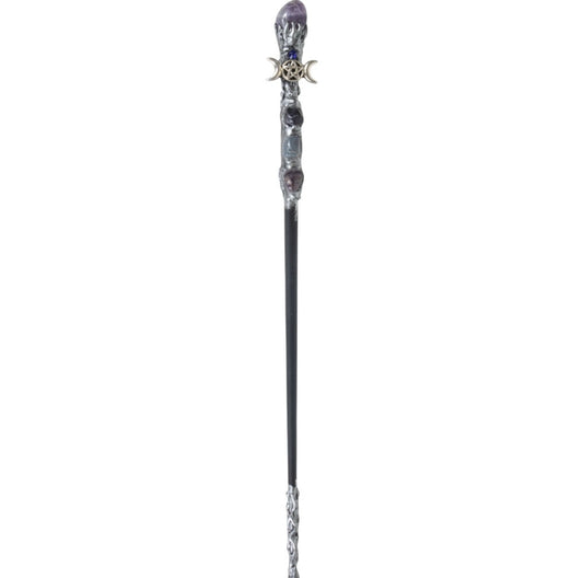 Magik Wand - Amethyst w/ Silver Triple Moon