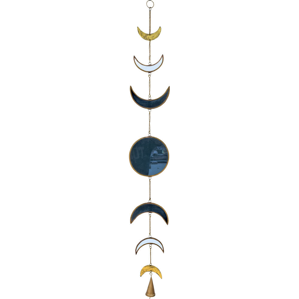 Glass & Metal Hanging String - Moon Phases w/ Bell