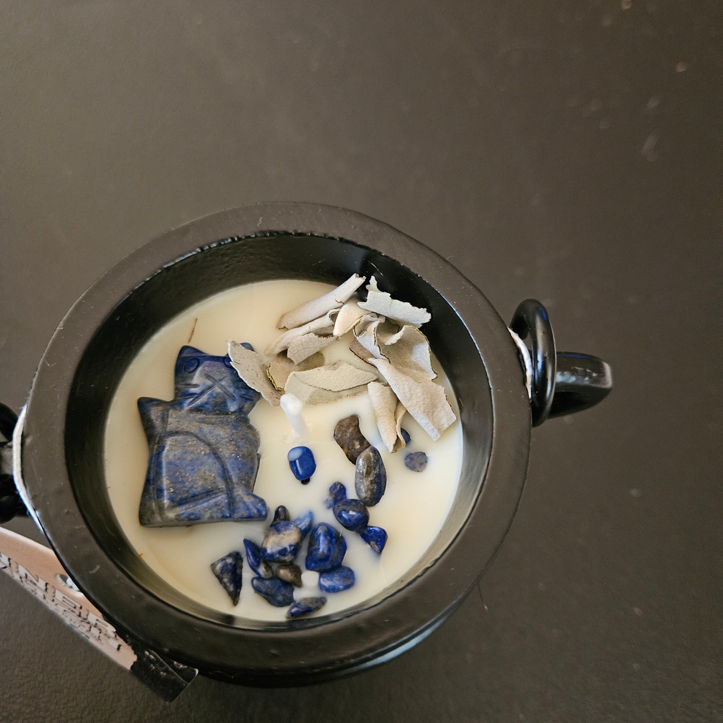 Wisdom - Cauldron Crystal Candle, Lapis