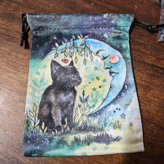 Tarot / Oracle Deck Bag - Moon and Cat 5 x 7