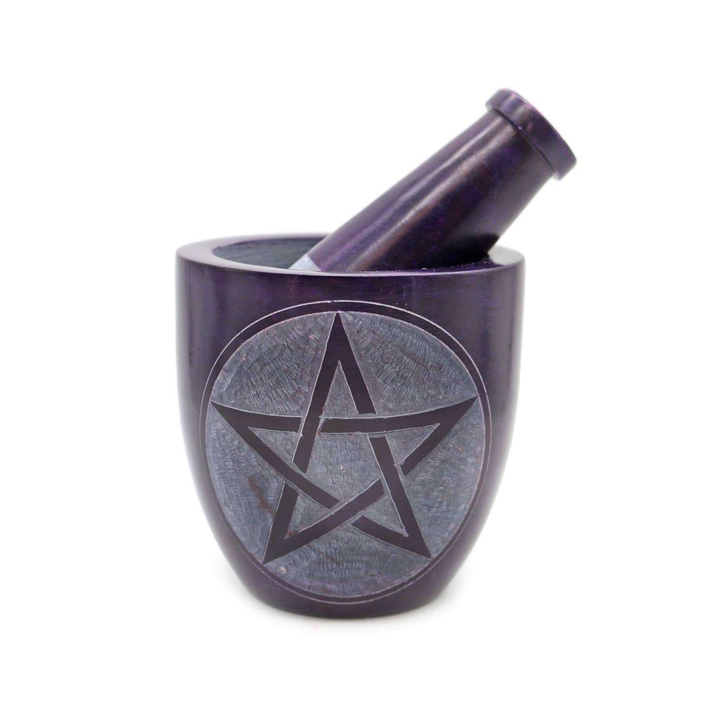 Soapstone Mortar & Pestle - Purple Pentacle