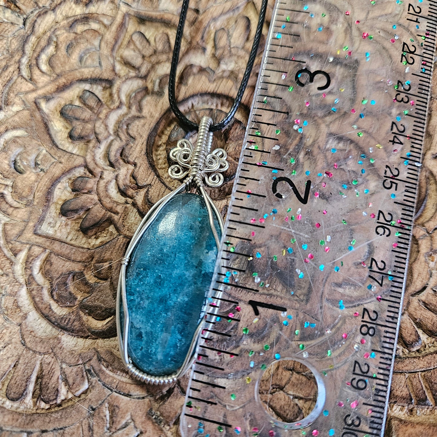 Sterling Silver Wire Wrap Blue Apatite - Benefits Save the Strays Schuylkill