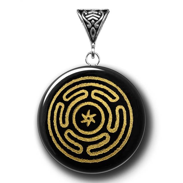 Hecate's Wheel On Black Obsidian For Divine Insight - Symbology