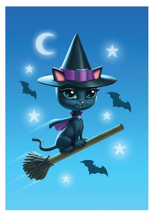 Witch Kitty Greeting Card by James Ryman (Blank Inside)