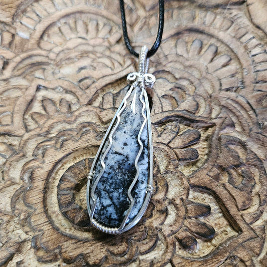 Sterling Silver Wire Wrap Dendritic Opal Tear - Benefits Save the Strays Schuylkill