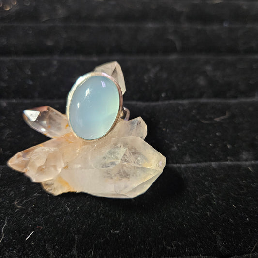 Sterling Blue Lace Boho Agate Ring - Size 7