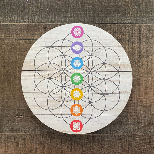 Flower of Life Crystal Chakras Colorful Grid
