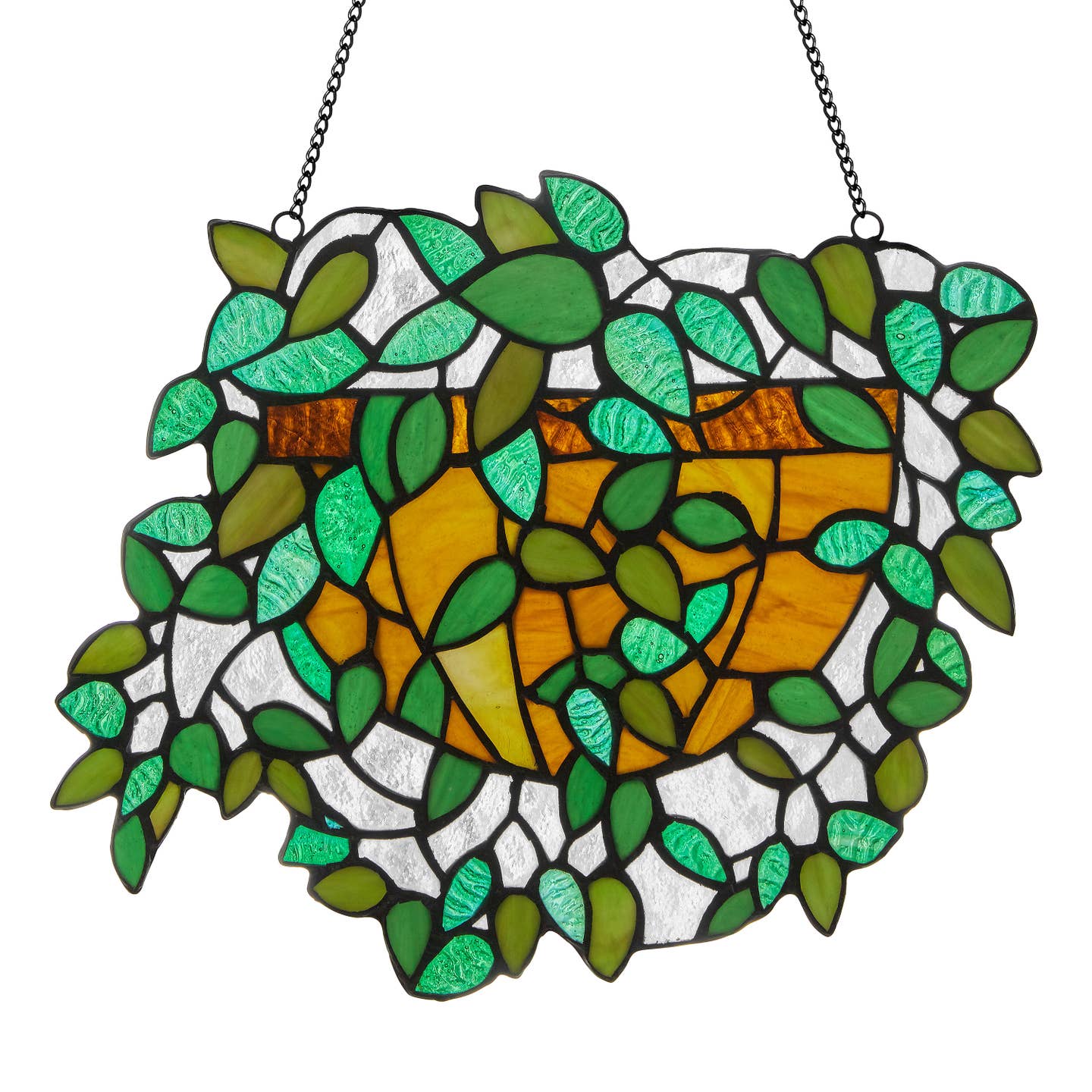 Whimsical Hanging Plant Stained Glass Window Panel 11.25"