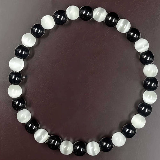 Black Tourmaline & Selenite 8mm Bracelet