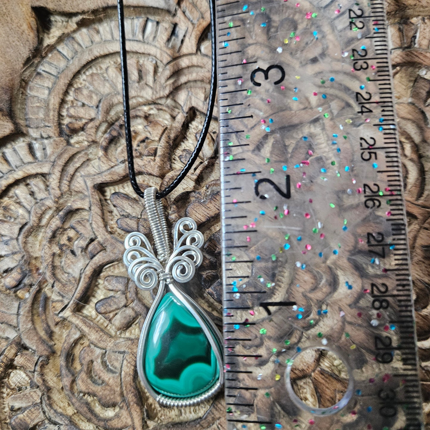 Sterling Silver Wire Wrap Malachite - Benefits Save the Strays Schuylkill