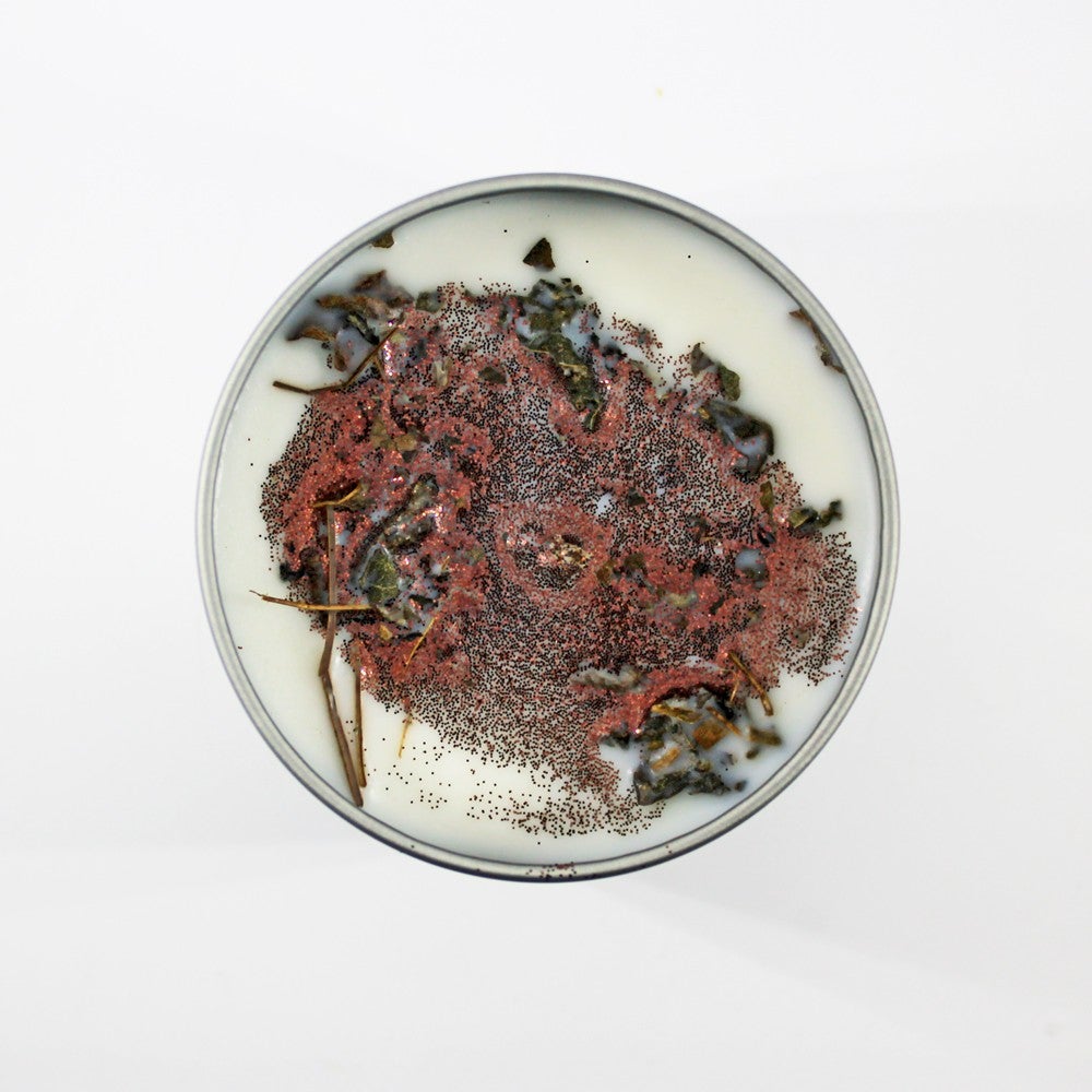 Magical Crystal and Herb Candle Tin - Grounding