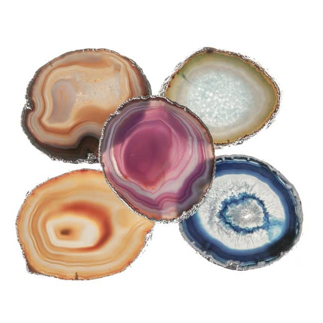Silver Plated Agate Slices - Tree Of Life Shoppe