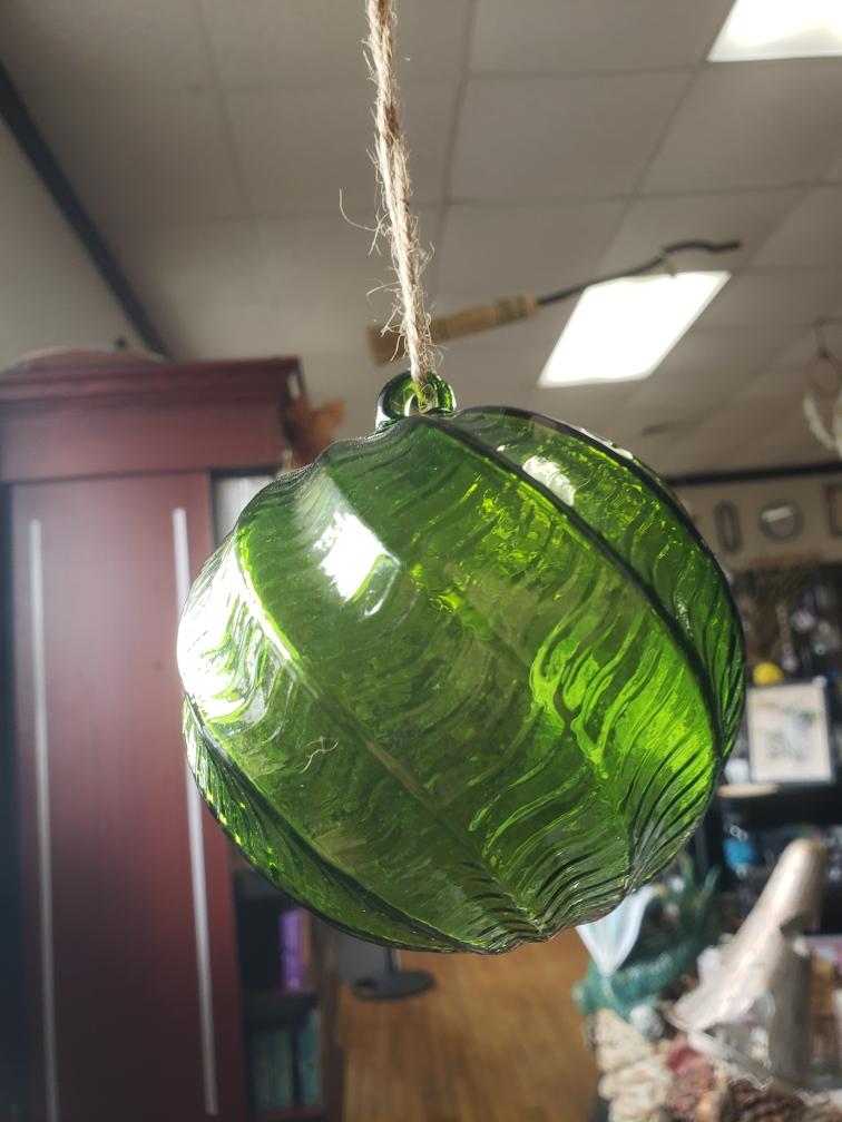 Emerald Ribbed Witch Globe 4 inches - Tree Of Life Shoppe